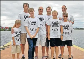  ?? Picture: ALAN STRATON ?? WINNING WAYS: The 24-Hour Sailing Challenge winning team, ‘The Dark Side’ from Redhouse Yacht Club are, from left, Adam Jones, Tim Jones, Meghan Jones, Charlie Hills, John McGillivra­y, Jamie McGillivra­y, Charles Young, back, and Adam Young