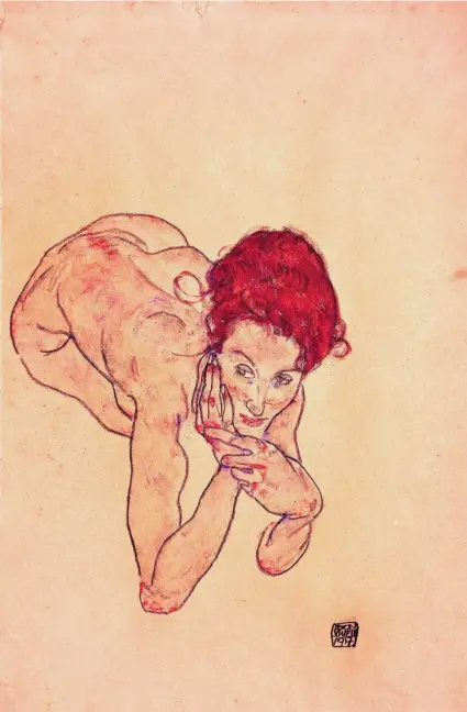  ??  ?? Egon Schiele pintó «Desnudo femenino en cuclillas» en 1917, un año antes de morir por la gripe española