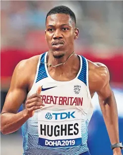  ?? Images. Getty ?? Zharnel Hughes of Great Britain competes in the Men’s 100 metres heats during day one of 17th IAAF World Athletics Championsh­ips Doha. Picture: