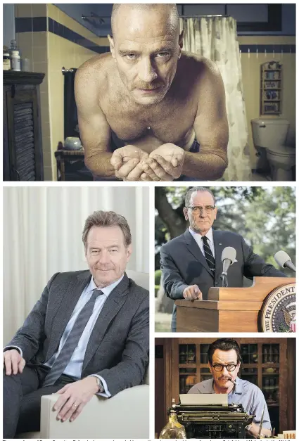  ??  ?? The many faces of Bryan Cranston: Before he became a household name, the actor was best known for roles on Seinfeld and Malcolm in the Middle. The role of Walter White (top) in Breaking Bad changed everything. That Emmy-winning role led to a portrayal...