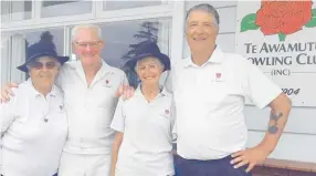  ?? Photo / Supplied ?? Bowls Te Awamutu Mixed Fours champions Nevenka Drnasin, Chris Tait, Lynda Bennett and captain Terry Osment.