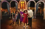  ?? PAUL GILMORE — NBC ?? The cast of “Annie Live!,” from left, Taraji P. Henson as Miss Hannigan, Tituss Burgess as Rooster Hannigan, Nicole Scherzinge­r as Grace Farrell, Celina Smith as Annie, and Harry Connick, Jr. as Daddy Warbucks.