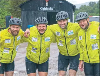  ?? Photograph: Iain Ferguson, alba.photos ?? Making a brief stop by the canal side at Gairlochy are, from left, Andrew Easson, Ryan Grant, Richie Vernon and Ruaridh Jackson.