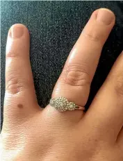  ??  ?? Ash had been wearing her diamond engagement ring for six months when it snapped in half. She was told by Michael Hill that getting it resized meant it could break at any time, even after it was fixed.
