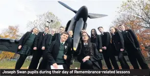  ??  ?? Joseph Swan pupils during their day of Remembranc­e-related lessons