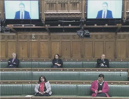  ??  ?? 0 Labour leader Sir Keir Starmer speaks via videolink during Prime Minister’s Questions in the House of Commons yesterday