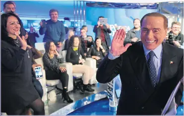  ??  ?? COMEBACK? Flamboyant former Italian prime minister Silvio Berlusconi on TV in Rome
