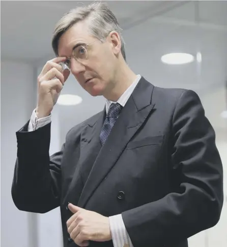  ??  ?? 0 Hard-brexiteer Jacob Rees-mogg was involved in a skirmish with Antifa activists at Bristol University