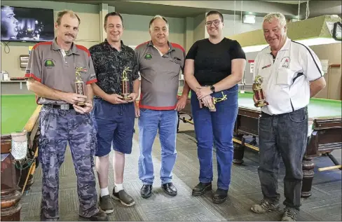  ??  ?? Dubbo RSL Snooker Jimmy Lang Memorial Doubles Winners: Mobbs and Mick Davis.
William Mackinnon, Michael Brady, Michael Russell, Morgan