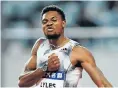  ??  ?? Noah Lyles of the US celebrates winning the men's 100m in Shanghai yesterday.