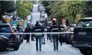  ?? Óscar del Pozo/AFP/Getty Images ?? Police at the scene of the shooting in Madrid’s Salamanca district. Photograph: