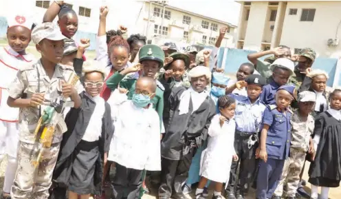  ??  ?? Pupils of Pace Setter Schools, during their 2017 Career Day Celebratio­n in Abuja yesterday Photo: Abubakar Yakubu