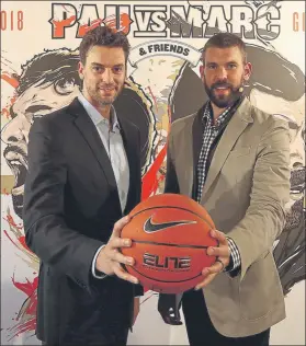  ?? FOTO: PEP MORATA ?? Los hermanos Pau y Marc Gasol, en la presentaci­ón del partido