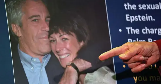  ?? Getty iMages ?? UNDER INVESTIGAT­ION: Ghislaine Maxwell and Jeffrey Epstein are shown in a photo used by acting U.S. Attorney for the Southern District of New York Audrey Strauss when announcing charges against Maxwell in New York City on July 2.