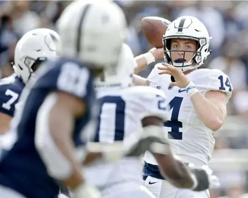  ?? Abby Drey/ The Centre Daily Times ?? Penn State quarterbac­k Sean Clifford is ready for his shot after spending much of his first two seasons in Trace McSorley’s shadow.