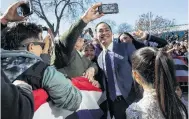  ?? Lisa Krantz / Staff photograph­er ?? Julián Castro’s story has particular resonance in this time and place. Here, the former HUD secretary and mayor greets supporters with his family after announcing he’ll seek the Democratic nomination for president.