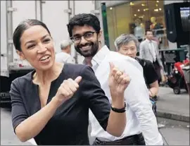  ?? Mark Lennihan Associated Press ?? ALEXANDRIA OCASIO-CORTEZ’S upset victory in the Democratic primary over Rep. Joseph Crowley may signal growing pressure on the party leadership.