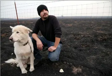  ?? JANE TYSKA/STAFF PHOTOGRAPH­ER ?? Julian Martinez, who lost his home in the Camp Fire, ran for Paradise City Council recently, warning of overgrowth.