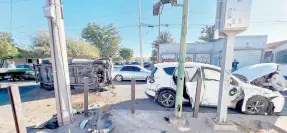  ?? ?? l En Monteverde y Enrique Quijada, de la colonia Balderrama, se registró un choque volcadura, en el que participar­on un vehículo de carga y un Toyota color blanco.