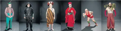  ??  ?? CLOTHES MAKE THE MAN: Barend de Wet poses in various costumes, from a samurai to a wrestler