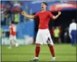  ?? MARTIN MEISSNER — THE ASSOCIATED PRESS ?? Russia’s Ilya Kutepov celebrates after the group A match between Russia and Egypt in St. Petersburg, Russia, Tuesday.