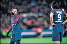  ??  ?? PROTAGONIS­TAS. Neymar y Cavani, en el partido ante el Dijon.