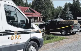  ?? MARY RILEY/METROLAND ?? OPP continue to investigat­e after two people were found dead inside a home on Spen Haven Road, about 30 kilometres northwest of Peterborou­gh, on Sunday.