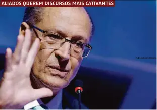  ?? Pedro Ladeira/folhapress ?? Candidato presidenci­ável, Geraldo Alckmin (PSDB) pretende adicionar rostos mais jovens em suas campanhas e mudar a imagem tida como muito paulista