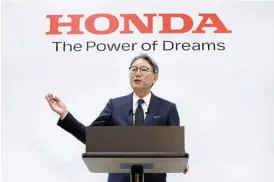  ?? ?? Big plans: Honda CEO Toshihiro Mibe says the Japanese carmaker wants to establish a dedicated electric vehicle production line in North America. /Reuters