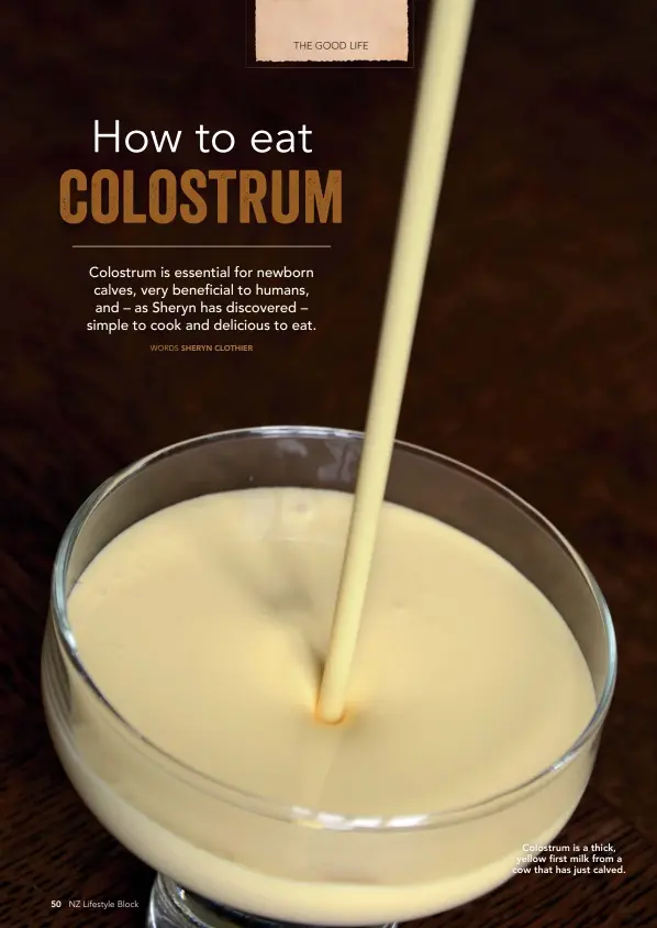  ??  ?? Colostrum is a thick, yellow first milk from a cow that has just calved.