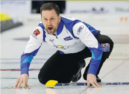  ?? LARRY WONG ?? Brad Gushue is trying to focus on the task at hand at the 2018 Pinty’s Grand Slam Series Canadian Open in Camrose, but his Olympic trials losses still sting.