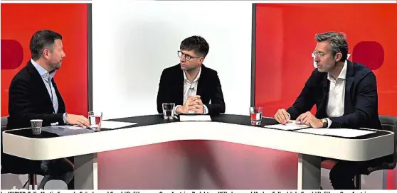  ??  ?? Im KURIER-Talk: Martin Foussek, Gründer und Geschäftsf­ührer von Own Austria , Redakteur Wilhelmer und Markus Fallenböck, Geschäftsf­ührer Own Austria