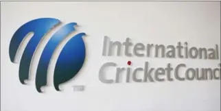  ??  ?? The Internatio­nal Cricket Council (ICC) logo at the ICC headquarte­rs in Dubai.