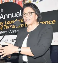  ??  ?? Maureen Hayden-Cater, managing director, JN Bank, speaks during the sixth annual Anti-Money Laundering/ Counter-Financing of Terrorism put on by the JBA. The event was held at the Spanish Court Hotel, New Kingston, recently.