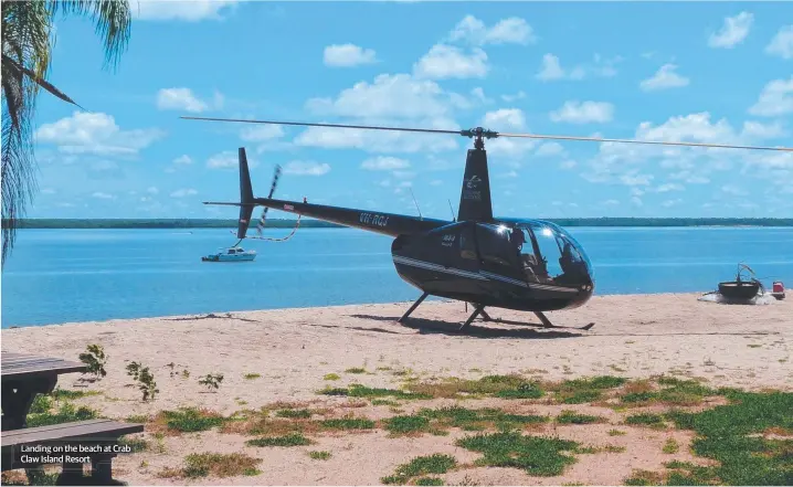  ??  ?? Landing on the beach at Crab Claw Island Resort