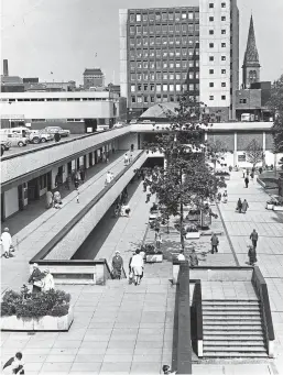  ??  ?? People stroll the walkways of the Overgate, Dundee, in 1971.