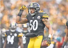  ?? JAMES LANG, USA TODAY SPORTS ?? Steelers linebacker Ryan Shazier has intercepti­ons in his last four games.