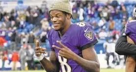  ?? KENNETH K. LAM/BALTIMORE SUN ?? Ravens quarterbac­k Lamar Jackson is going to win a lot of fantasy football owners some money this month.