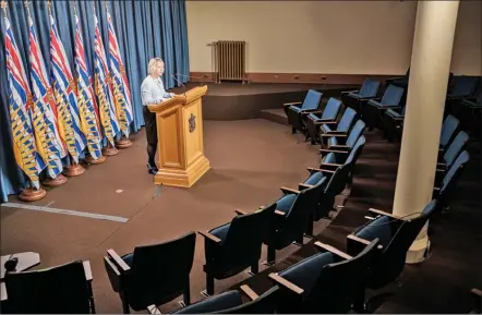  ?? PROVINCE OF BRITISH COLUMBIA/Special to The Daily Courier ?? Provincial health officer Dr. Bonnie Henry speaks at a news conference Wednesday afternoon in Victoria. Henry said 659 cases of COVID-19 have been reported in B.C.
