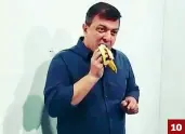  ?? (Ansa) ?? Eat art Un’opera da 120 mila dollari divorata in un attimo ad Art Basel Miami dove l’opera di Cattelan, una banana attaccata al muro, è stata mangiata dall’hungry artist David Datuna.