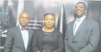  ??  ?? L-R: Paul Ayim, senior partner people transforma­tion; Modupe Thomas-Owoseni, head of digital learning, and Nwaji Jibunoh, head of classroom learning at the formal launch of Phillips Consulting 2019 training calendar in Lagos recently