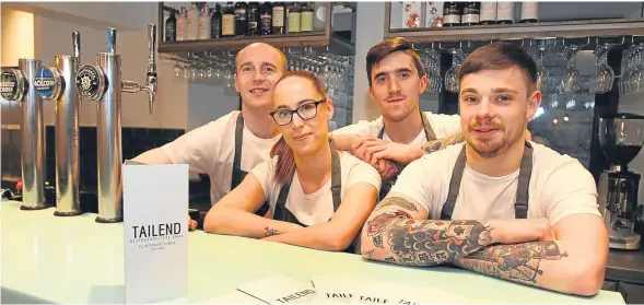  ??  ?? Tailend staff Billy Rattray, Jenna Murray, Adam Petasz and head chef Kris Green prepare to welcome new customers.