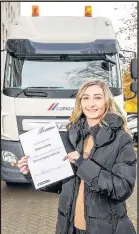  ??  ?? Christina Wilcox from Hinckley is one of just three new cement truck drivers for Cemex and one of a handful of female drivers in the company.