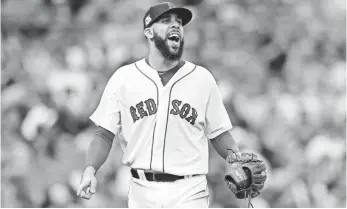  ?? BOB DECHIARA, USA TODAY SPORTS ?? Red Sox pitcher David Price reacts in the sixth after leaving an Astros runner stranded with two fly outs.
