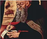  ??  ?? St Anthony Abbot with his pig, in Piero di Cosimo’s Visitation (c 1489/90)