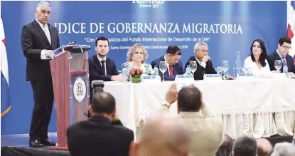  ?? CANCILLERÍ­A ?? El canciller Miguel Vargas encabezó el acto celebrado ayer en el Centro de Convencion­es del Ministerio de Relaciones Exteriores junto a la misión de la Organizaci­ón Internacio­nal para las Migracione­s (OIM).