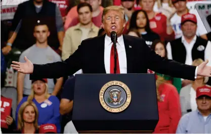  ??  ?? US PRESIDENT Donald Trump addresses supporters during a Make America Great Again rally in Biloxi, Mississipp­i, on November 26.