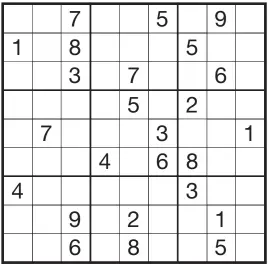  ??  ?? Spielregel­n
Füllen Sie die Matrix mit Zahlen von 1 bis 9.
In jeder Spalte und in jeder Zeile darf jede Ziffer nur ein Mal vorkommen. Zudem muss auch jede Zahlinalle­nder3x3 Felder vorkommen. Dopplungen sind nicht erlaubt.
