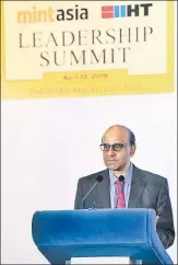  ?? COURTESY: MINT ASIA ?? Singapore’s Deputy Prime Minister Tharman Shanmugara­tnam at the Mint AsiaHT Leadership Summit on Friday.