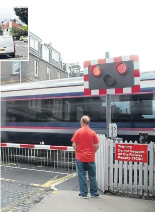  ??  ?? Top left, Peter Menzies and main, the crossing at Gray Street, Broughty Ferry.